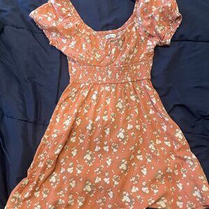 Hollister Summer Floral Pink Mini Scoop neck Dress Women's Size M